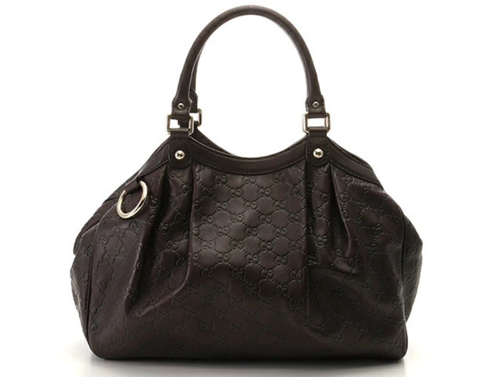 Gucci Guccissima Sukey Handbag Brown Leather